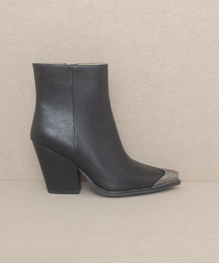 - Bootie with Etched Metal Toe