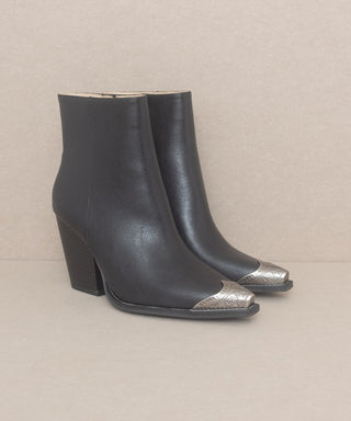 - Bootie with Etched Metal Toe