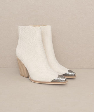 - Bootie with Etched Metal Toe