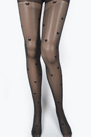 Women's Spaced  Bow Pattern Fashion Tights - Black